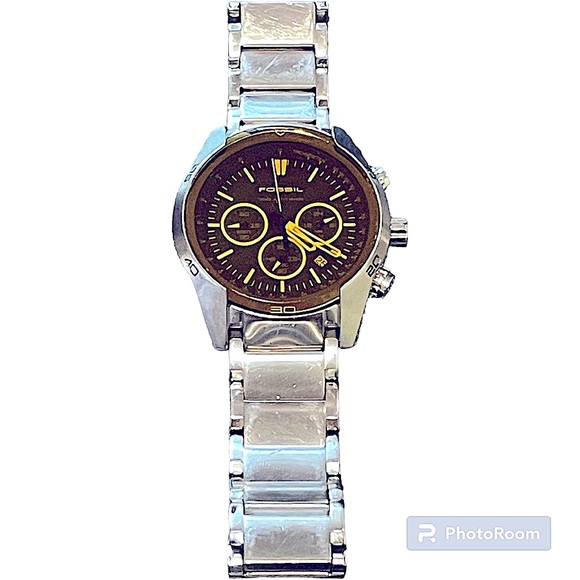 Fossil men’s watch, silver band - Picture 1 of 6
